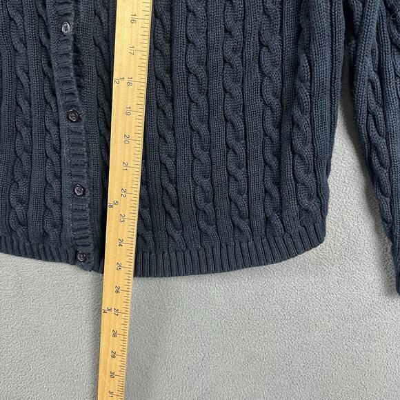 LL Bean Sweater Womens XL Blue Cardigan Stretch Button Up Cable Knit Casual - Picture 5 of 5